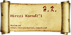 Hirczi Kornél névjegykártya